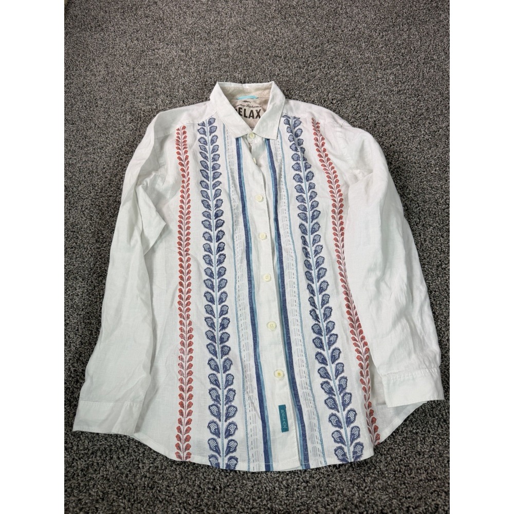 Tommy Bahama Linen Button Down Shirt Men's Size XL White Vacation